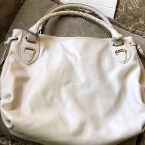 Slouchy white leather bag